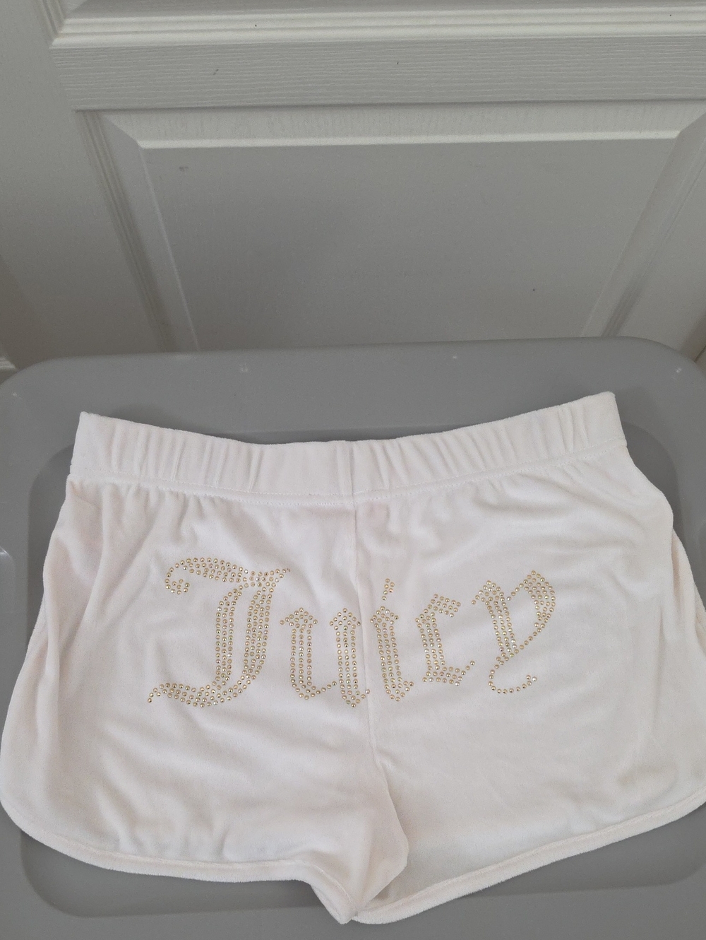 Juicy Couture | White Velour Gold Rhinestone Lounge Shorts